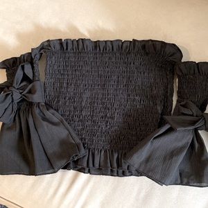 Off the shoulder smocked crop top